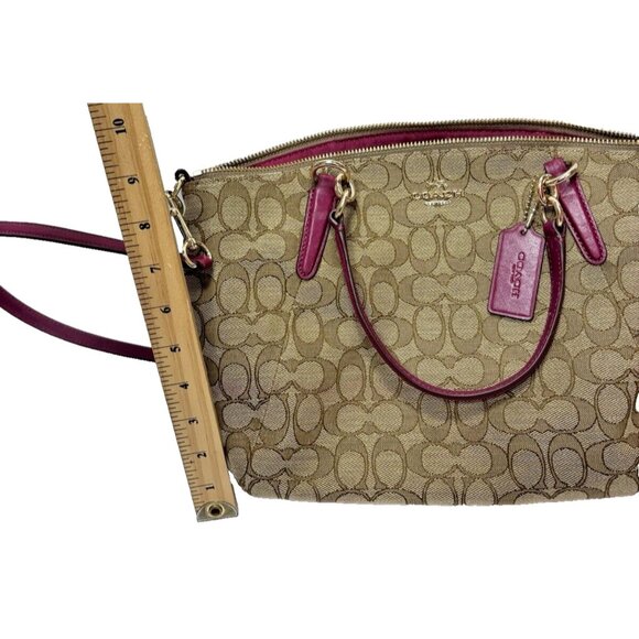 COACH "Kelsey" Handbag Purse Khaki/Dahlia #F36625,As Is staining /discolouration - Picture 16 of 16